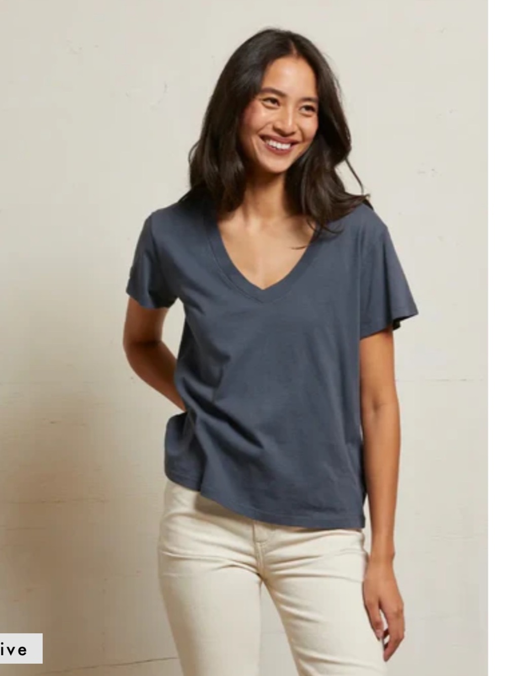 Prefectwhitetee Hendrix Cotton Boxy V-Neck Tee Shade Night Size XS - Picture 12 of 12